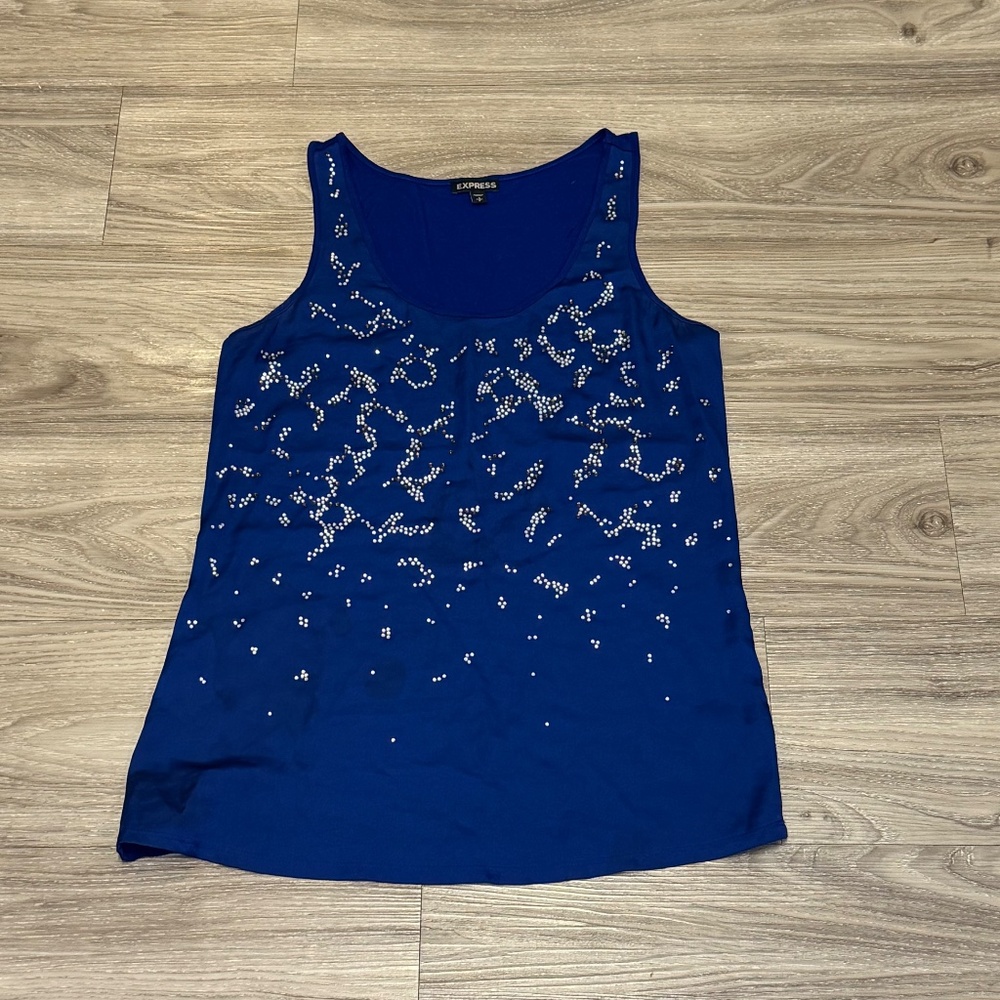 Express Royal Blue Tank Top – Embellished with Silver Studs – Size Small